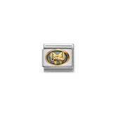 Nomination Composable Classic EDELSTEINE DOUBLE mit SYMBOL aus Edelstahl und 18K-Gold (02_SCHLEIFE, mit Perlmutt verzier)